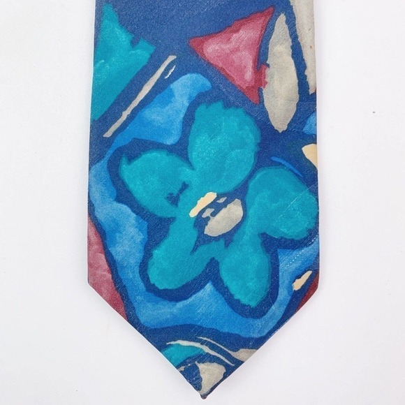 VINTAGE Sutter & Grant Men’s Tie Polyester Abstract Floral Made in USA 58 x 3.9" - Picture 2 of 9